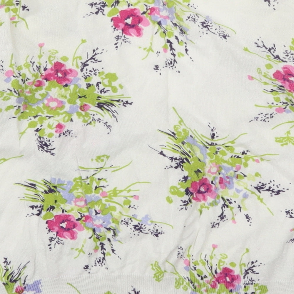 Oasis Womens White Floral  Cardigan Jumper Size S