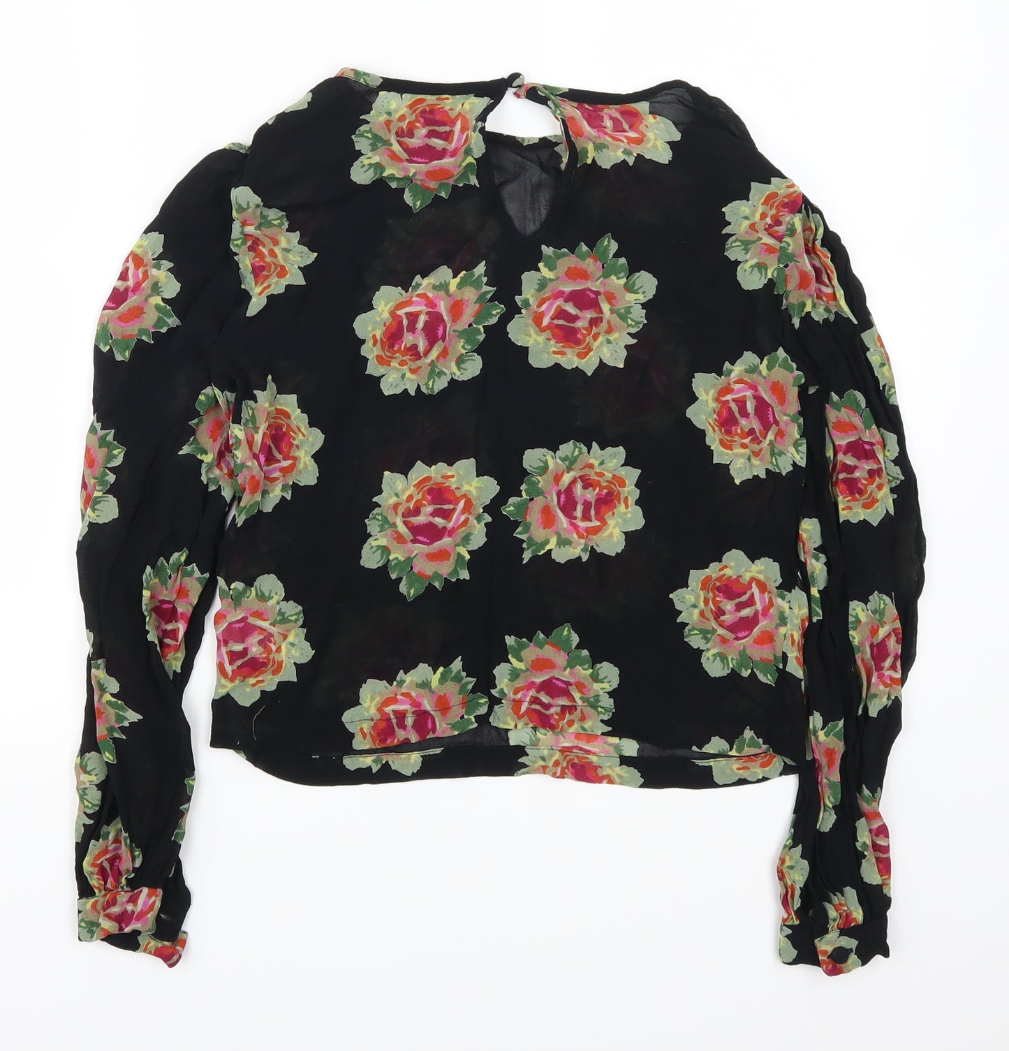 Topshop Womens Black Floral  Basic Blouse Size 10