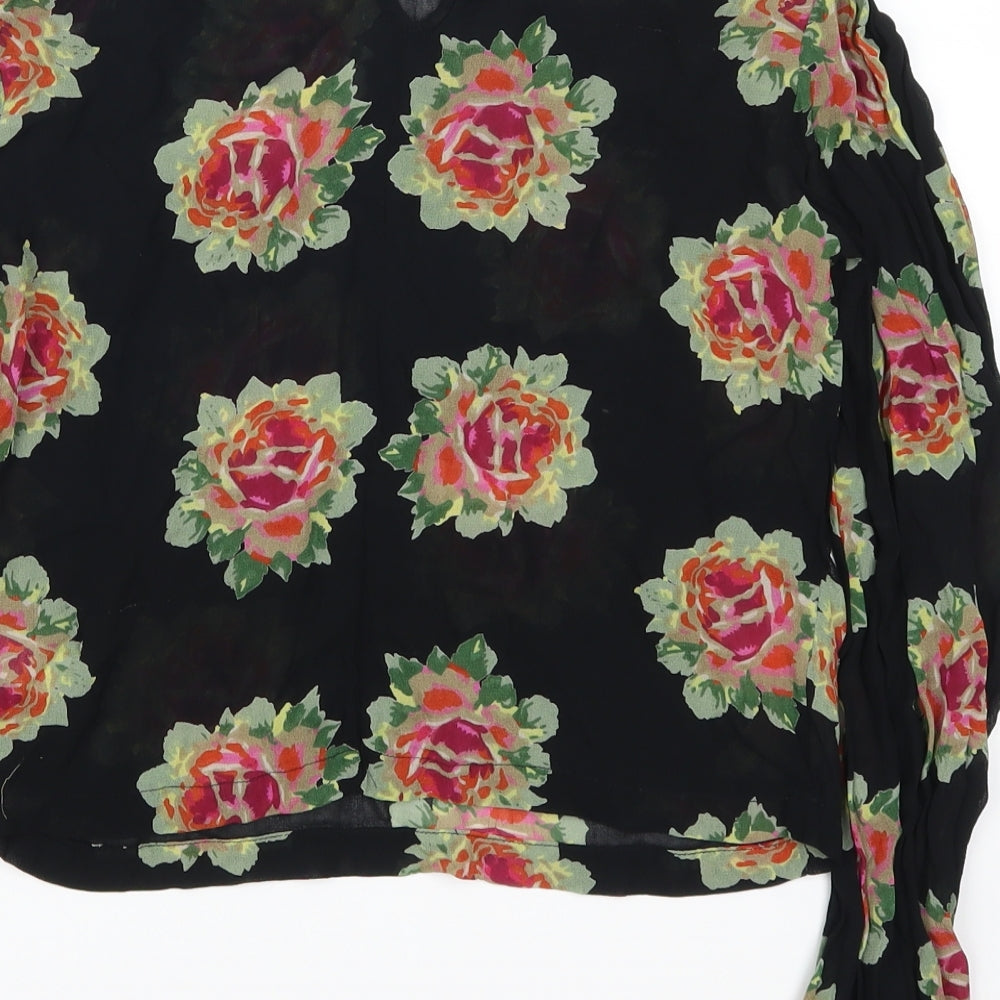 Topshop Womens Black Floral  Basic Blouse Size 10