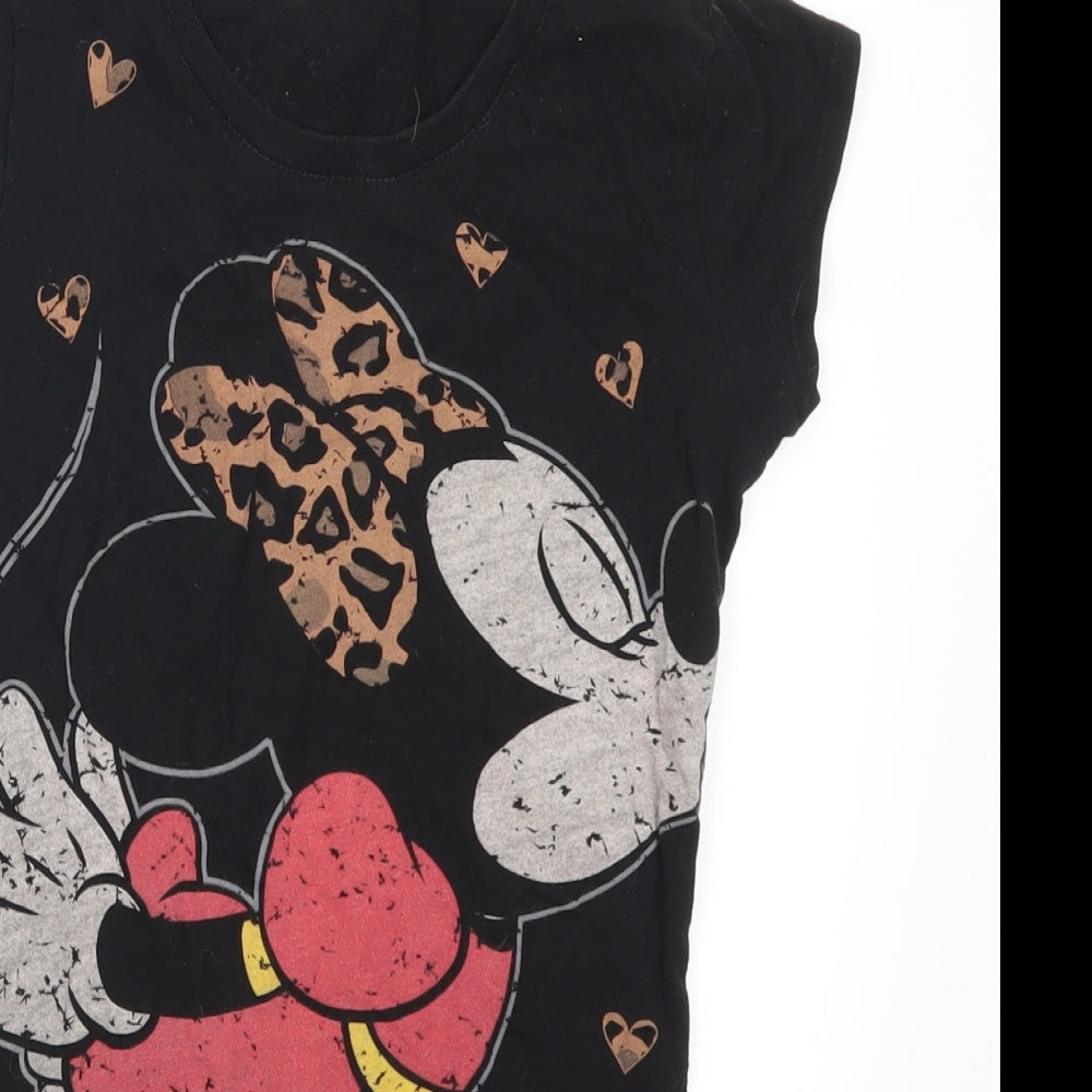 Denim Co Womens Black   Basic T-Shirt Size 8  - Minnie Mouse