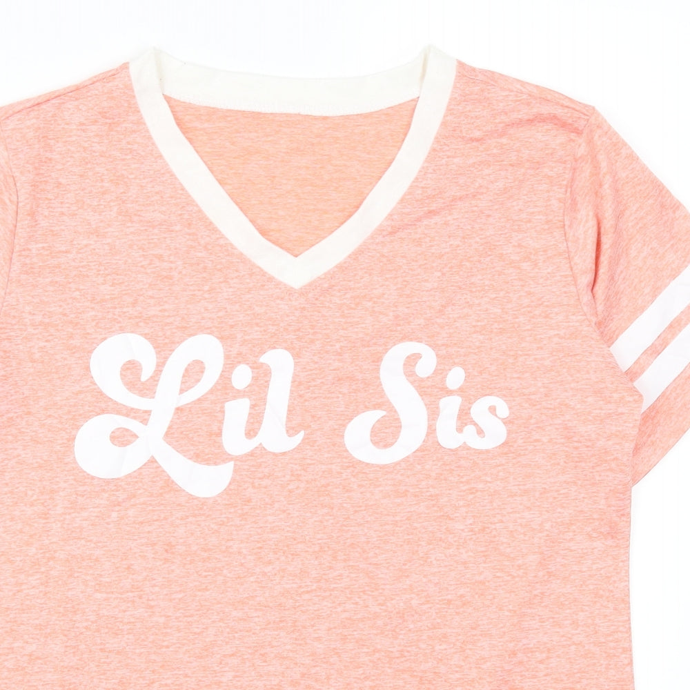 Preworn Womens Pink   Basic T-Shirt Size L  - Lil Sis