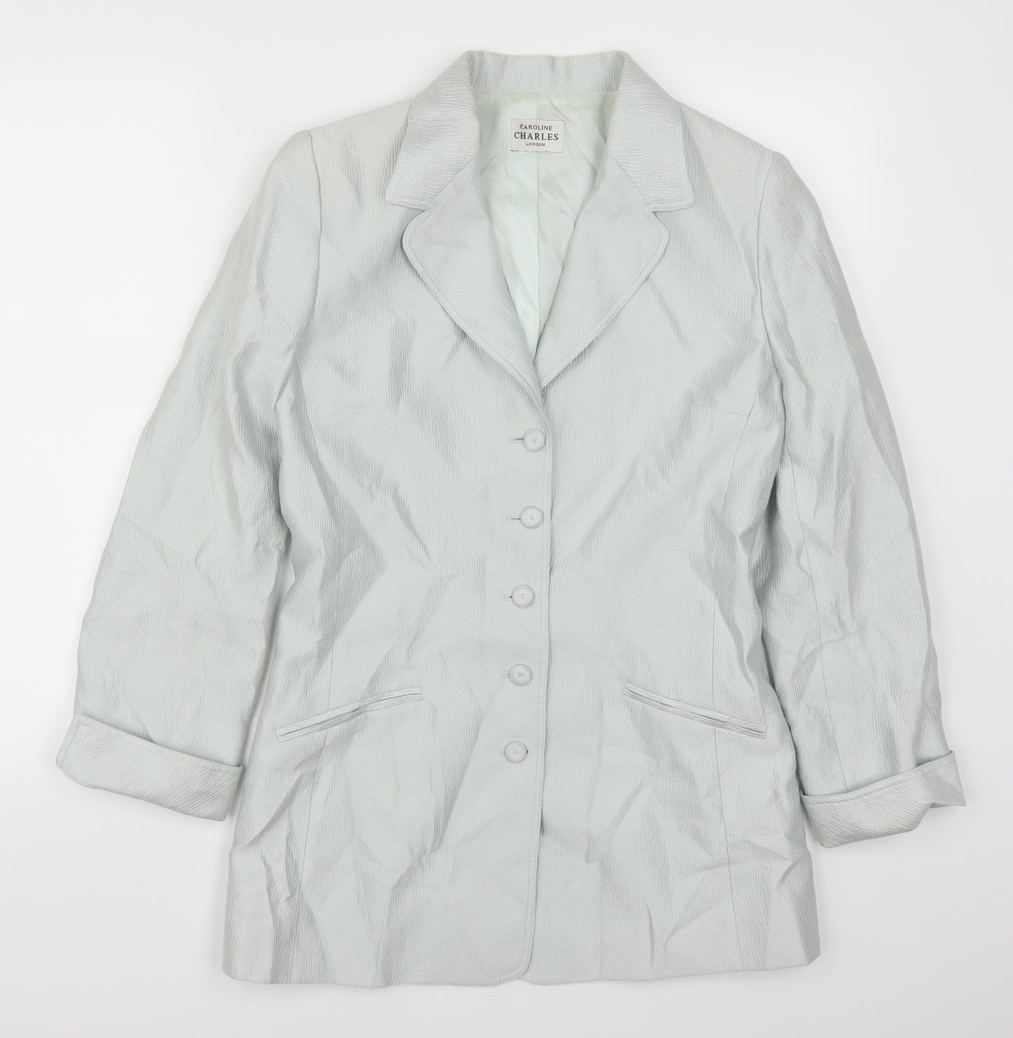 Caroline Charles Womens Green  Rayon Jacket Suit Jacket Size 12