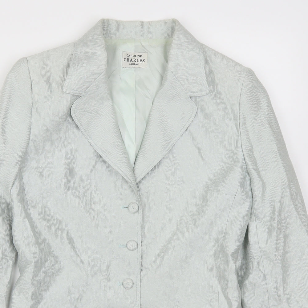 Caroline Charles Womens Green  Rayon Jacket Suit Jacket Size 12