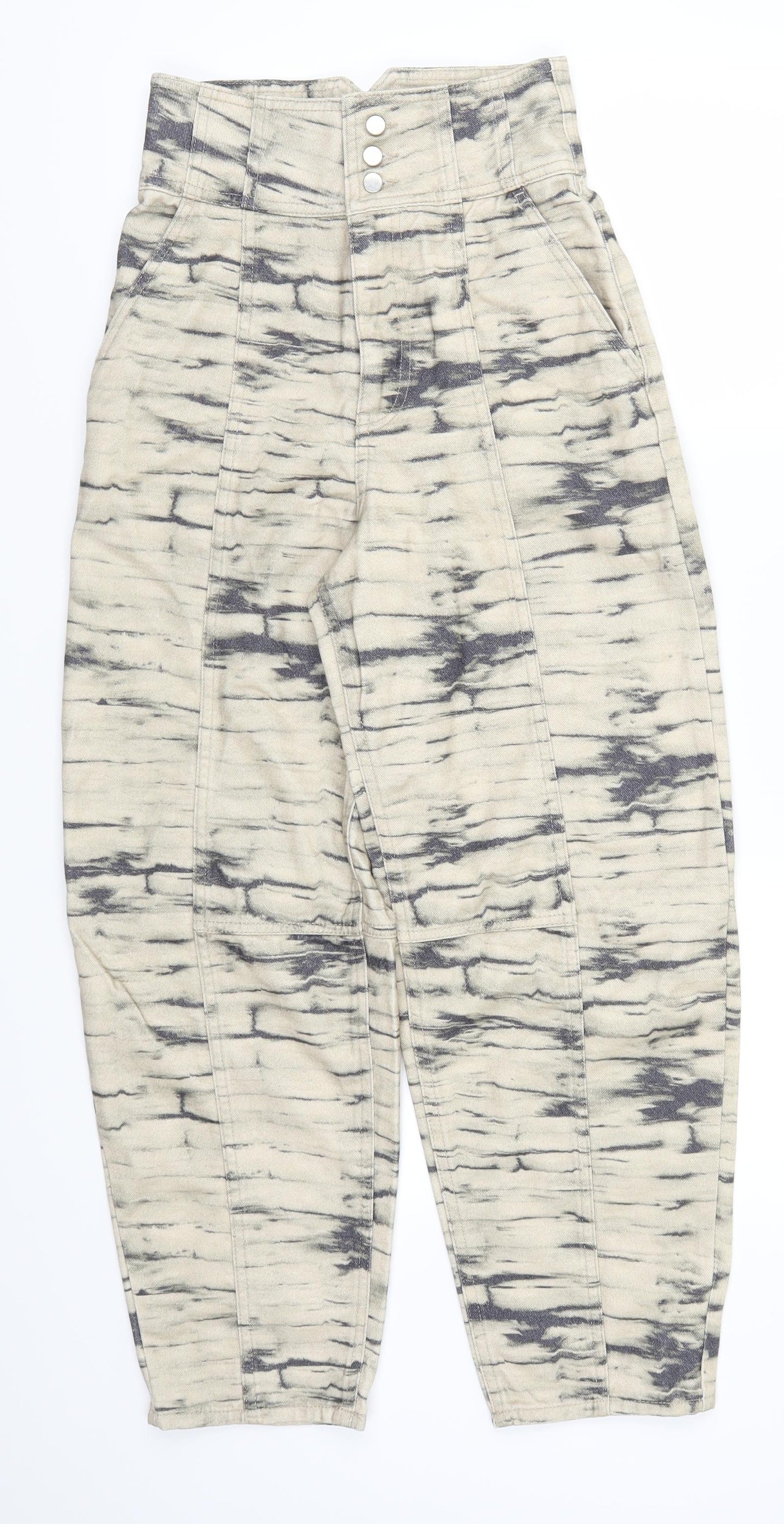 H&M Womens Beige  Denim Mom Jeans Size 4 L25 in - Abstract