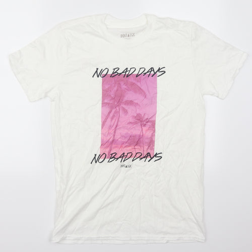 Nostalgic Mens White    T-Shirt Size M  - No Bad Days