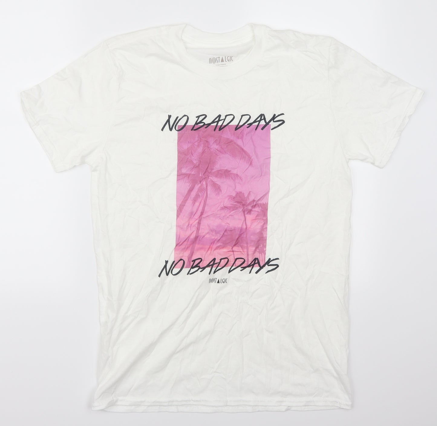 Nostalgic Mens White    T-Shirt Size M  - No Bad Days