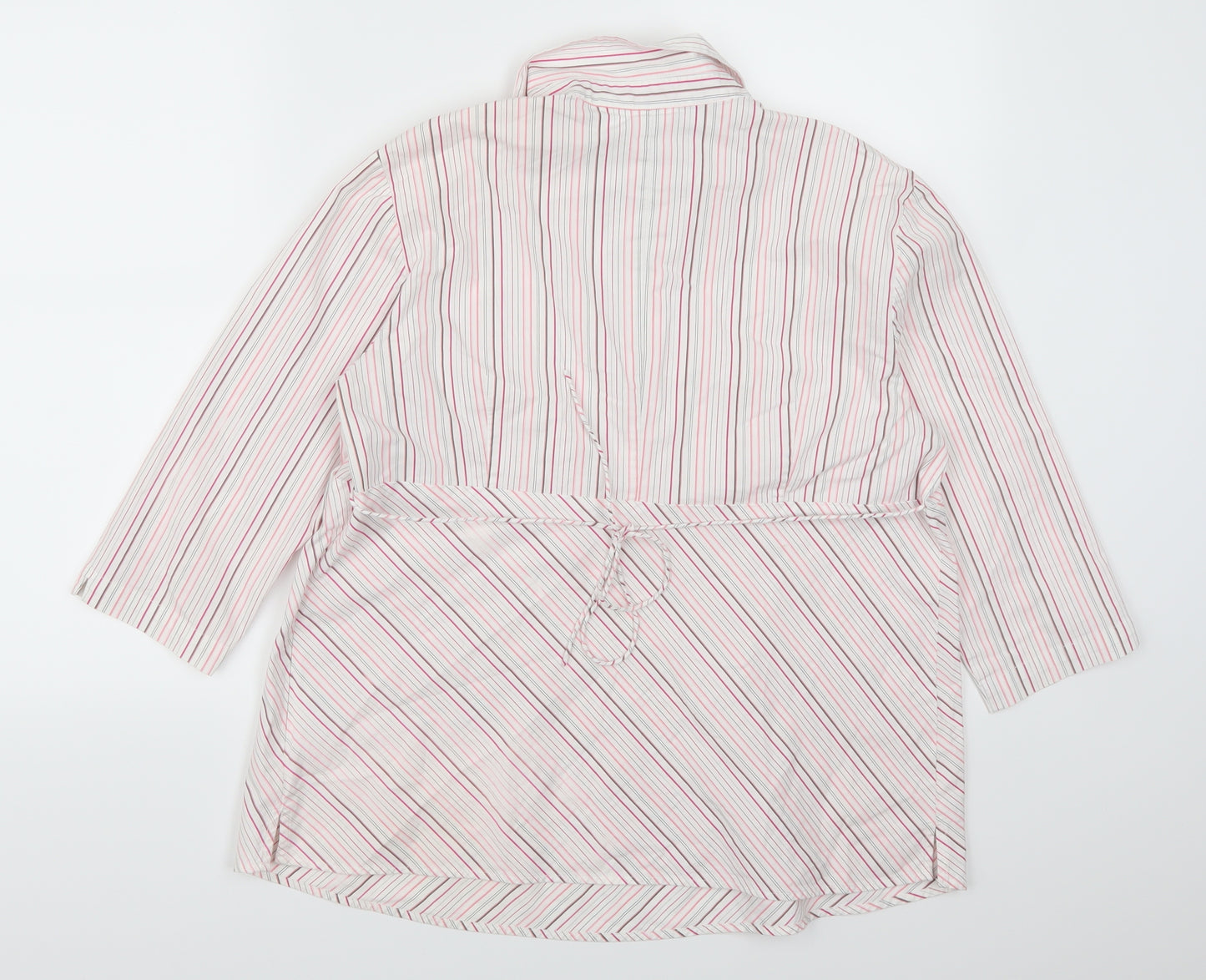 Duo Maternity Womens Pink Striped  Basic Blouse Size L