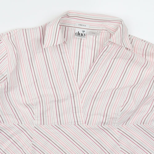 Duo Maternity Womens Pink Striped  Basic Blouse Size L