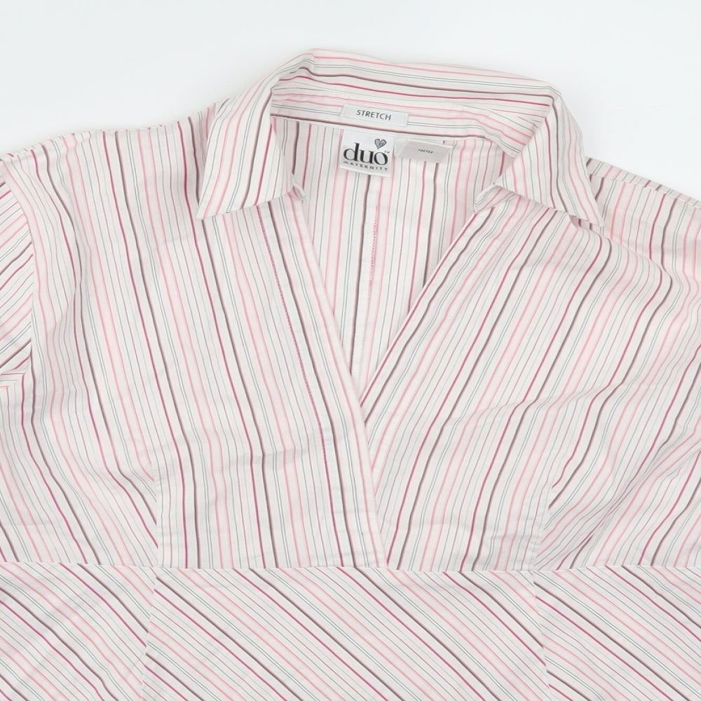 Duo Maternity Womens Pink Striped  Basic Blouse Size L