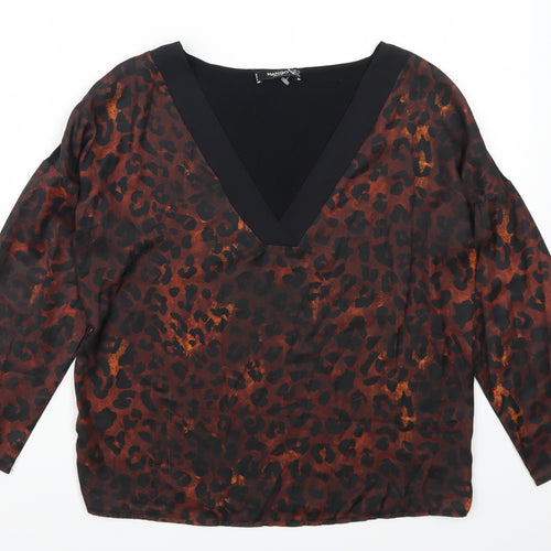Mango Womens Brown Animal Print  Basic T-Shirt Size XS