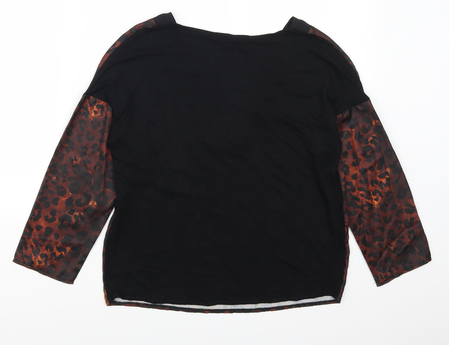 Mango Womens Brown Animal Print  Basic T-Shirt Size XS