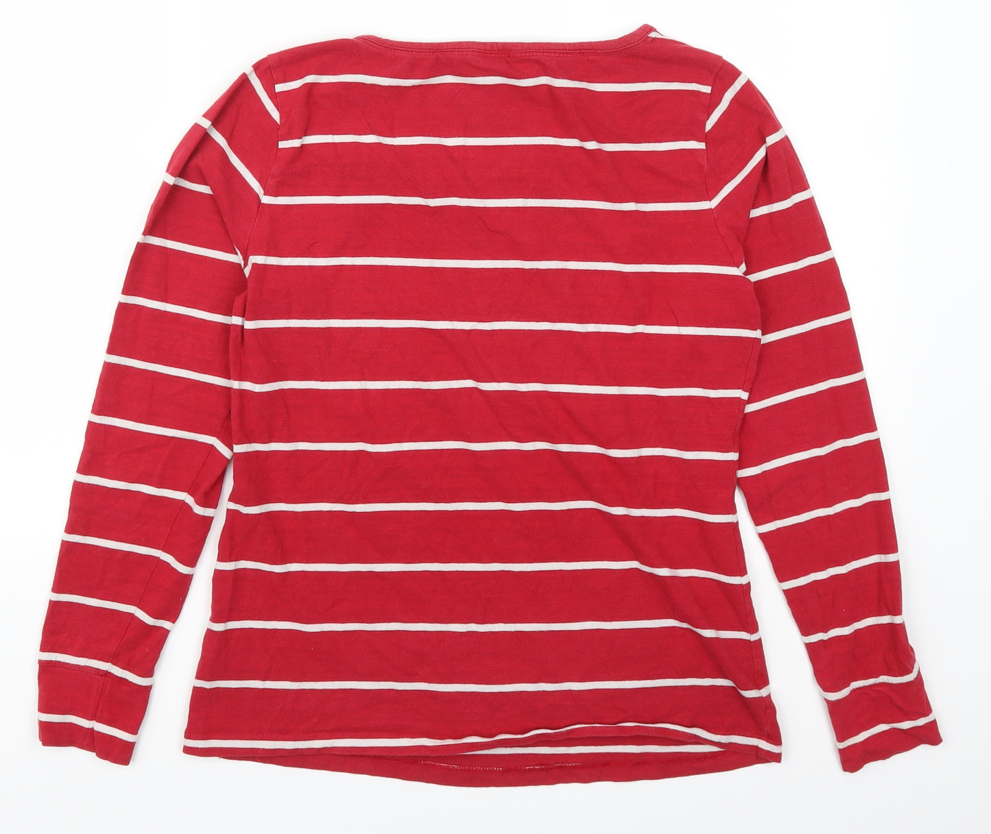 Nautica Womens Red Striped  Basic T-Shirt Size L