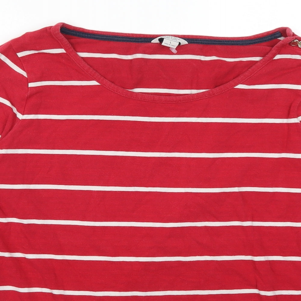 Nautica Womens Red Striped  Basic T-Shirt Size L