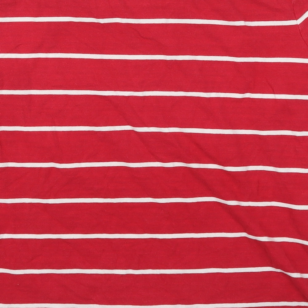 Nautica Womens Red Striped  Basic T-Shirt Size L