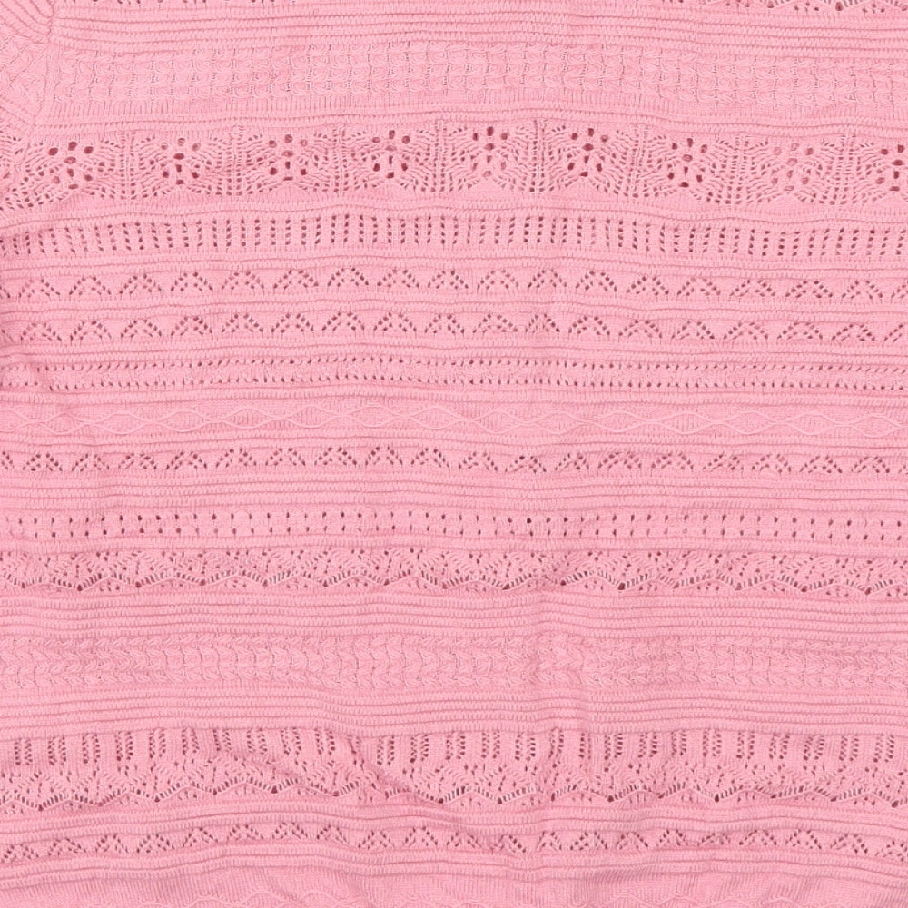 TU Womens Pink Geometric  Cardigan Jumper Size 12