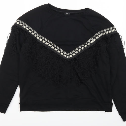 River Isalnd Womens Black Geometric  Pullover Sweatshirt Size M