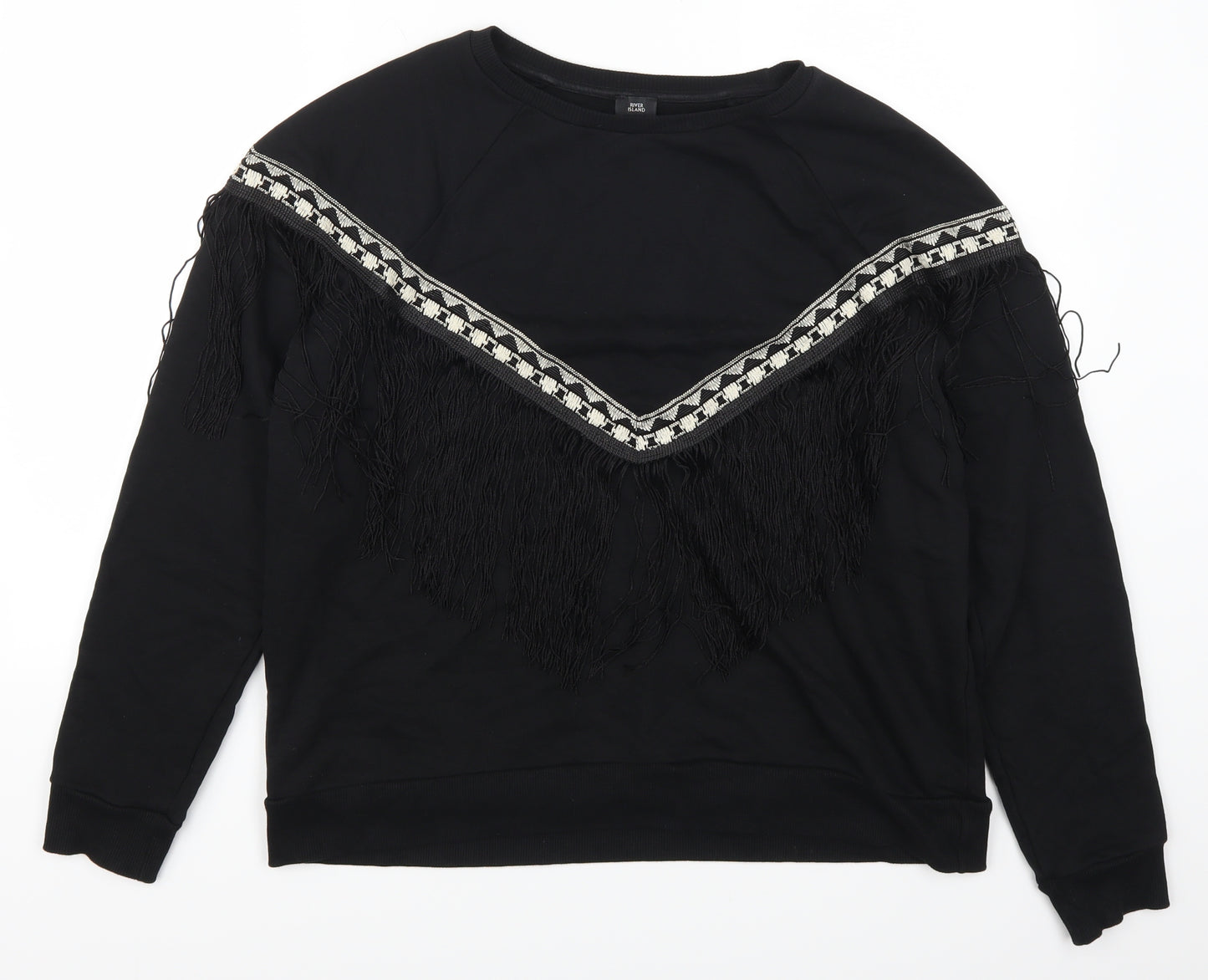 River Isalnd Womens Black Geometric  Pullover Sweatshirt Size M