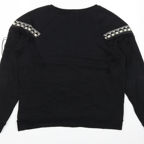 River Isalnd Womens Black Geometric  Pullover Sweatshirt Size M