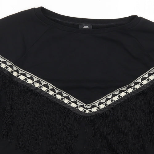 River Isalnd Womens Black Geometric  Pullover Sweatshirt Size M