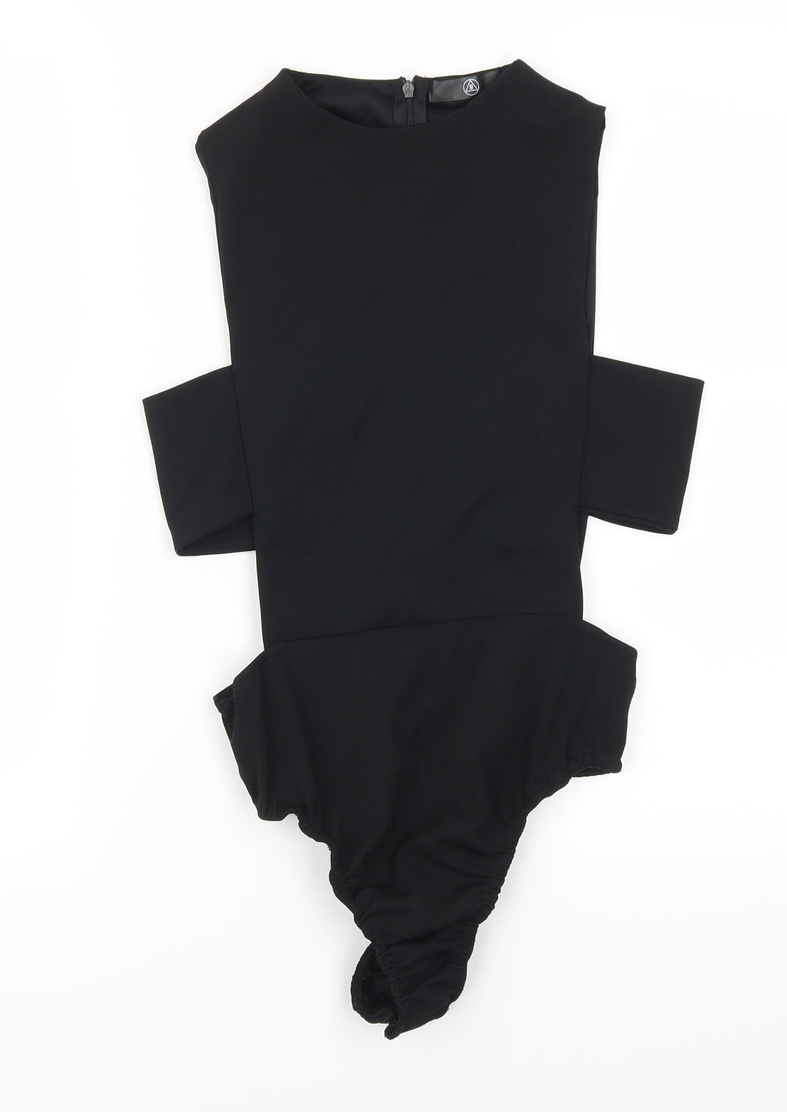 Missguided Womens Black   Basic T-Shirt Size 10  - Cut Out Bodysuit