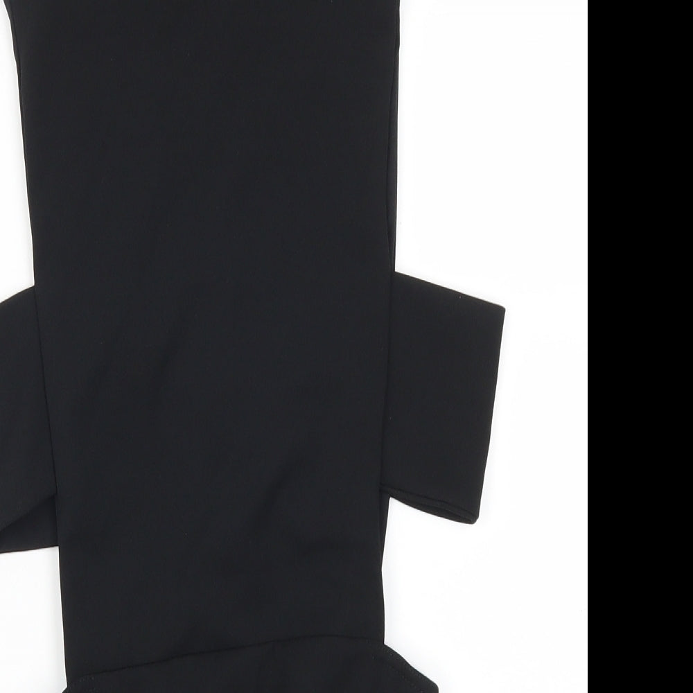 Missguided Womens Black   Basic T-Shirt Size 10  - Cut Out Bodysuit