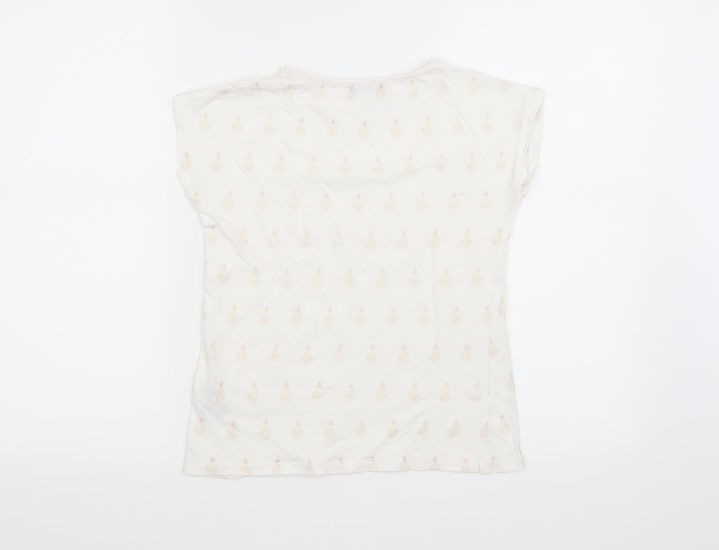 Marks and Spencer Girls White Geometric  Basic T-Shirt Size 10-11 Years  - Pineapple