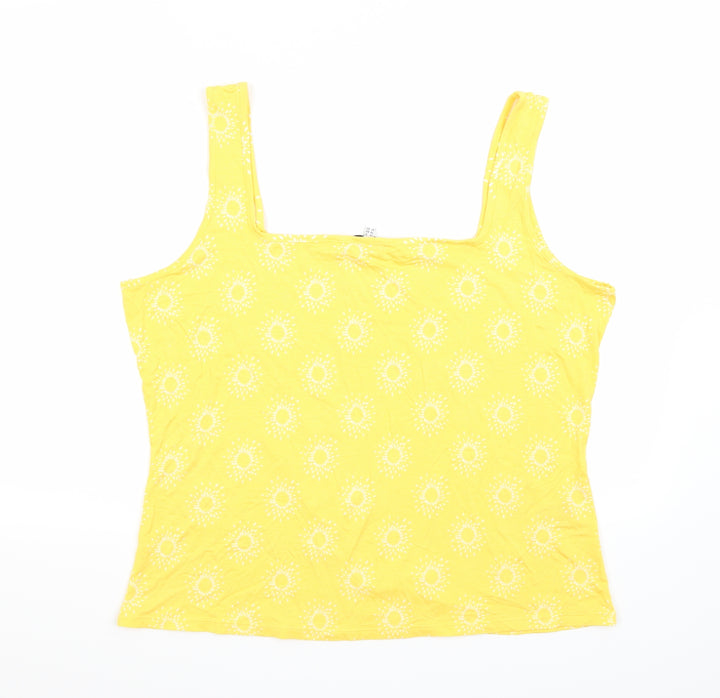 Warehouse Womens Yellow Geometric  Basic Tank Size 18
