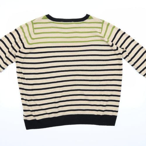 Marks and Spencer Womens Black Striped Knit Pullover Jumper Size 18