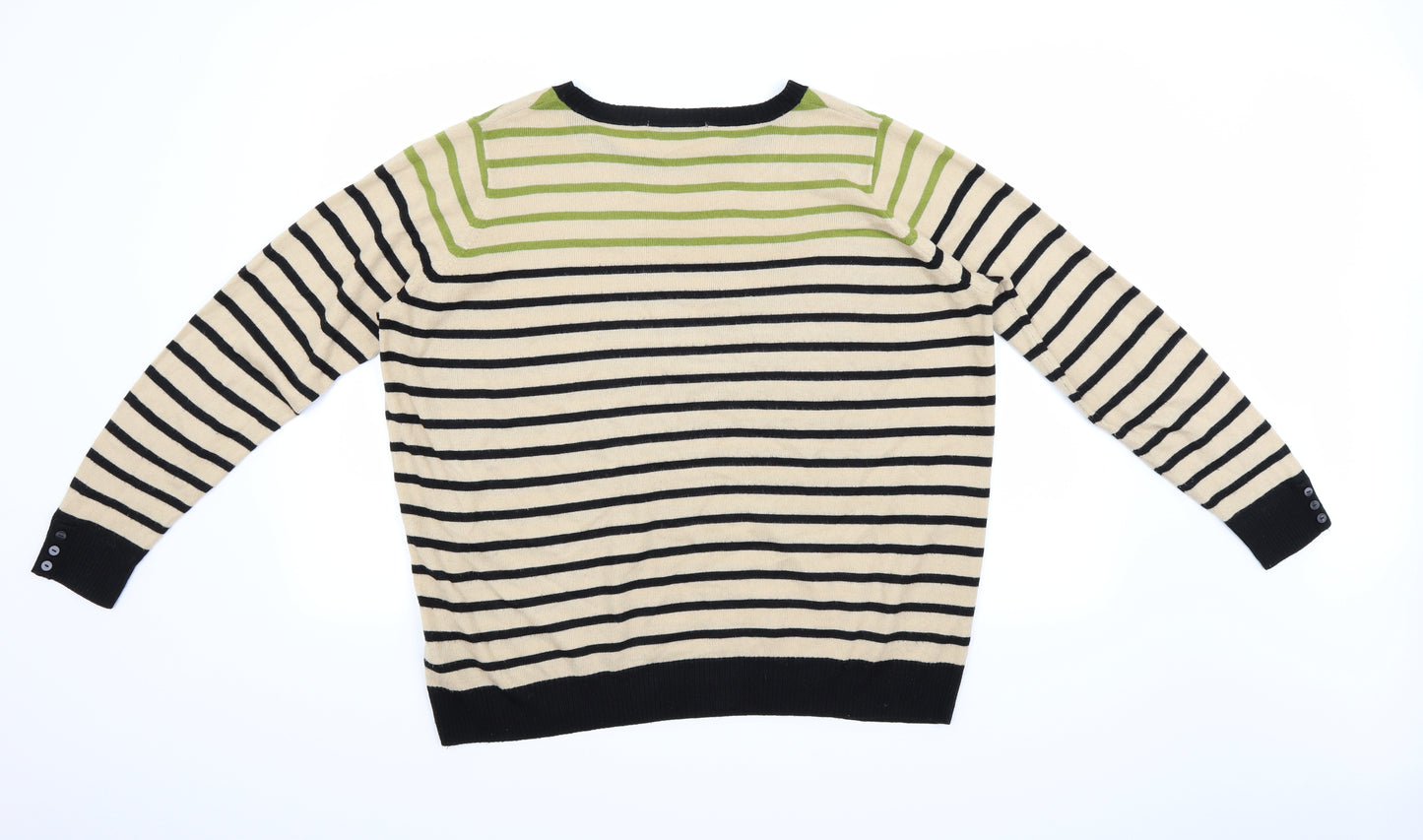 Marks and Spencer Womens Black Striped Knit Pullover Jumper Size 18