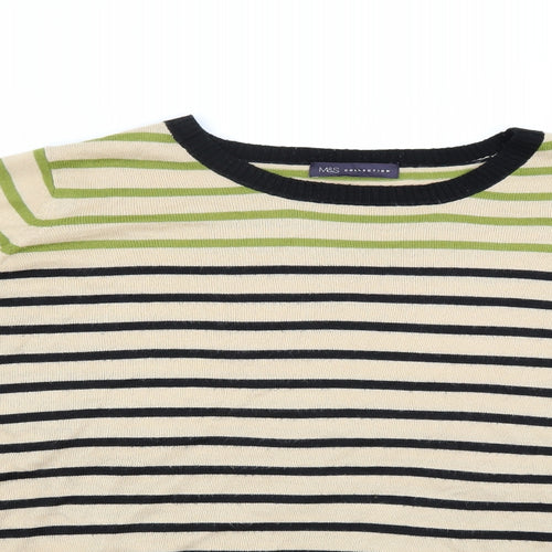 Marks and Spencer Womens Black Striped Knit Pullover Jumper Size 18