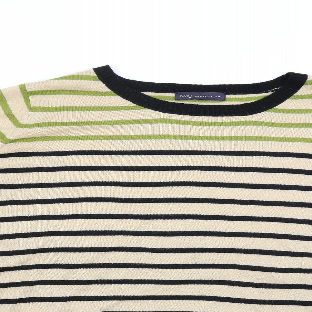 Marks and Spencer Womens Black Striped Knit Pullover Jumper Size 18