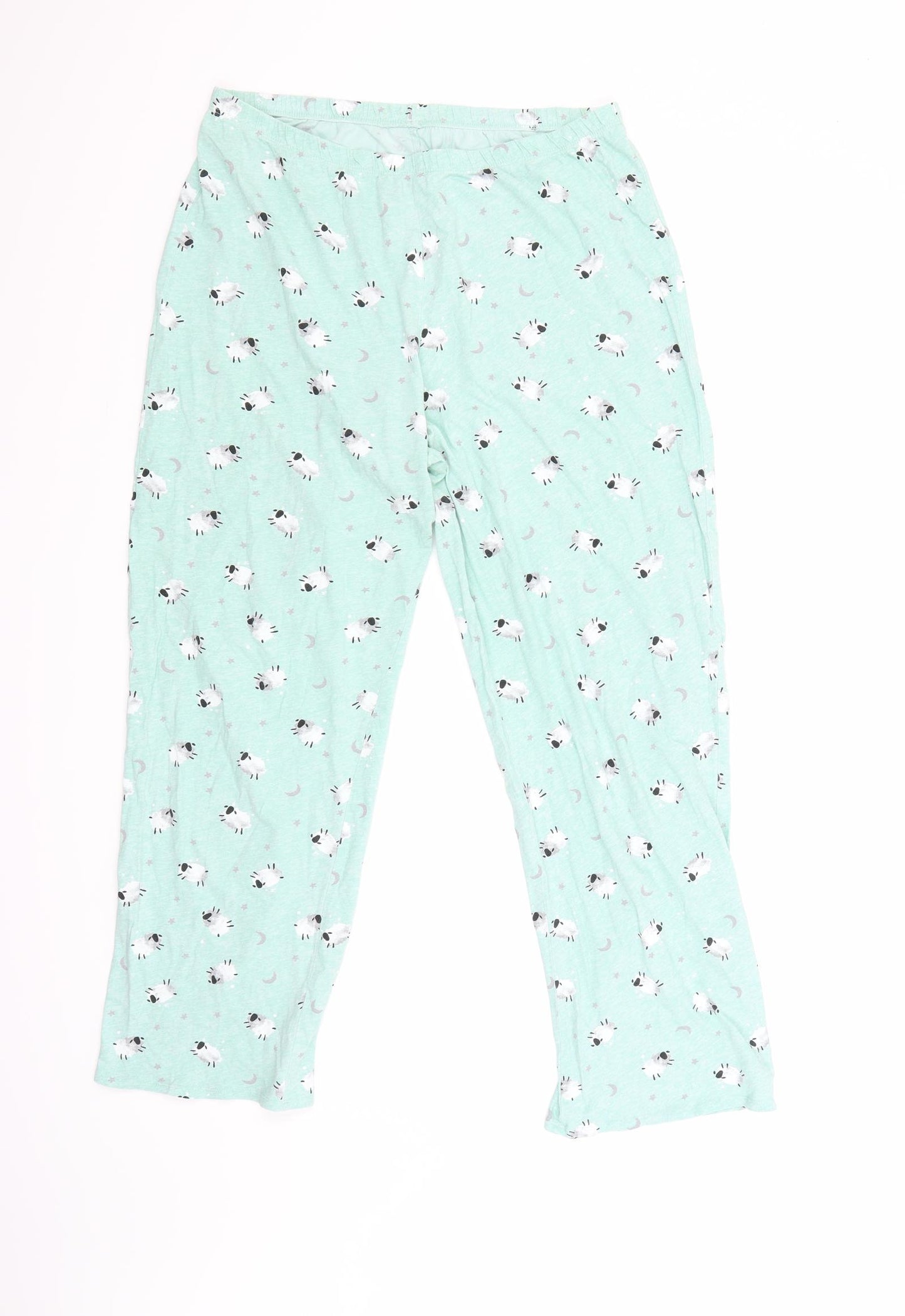 Marks and Spencer Womens Green Geometric  Top Pyjama Pants Size 12  - Sheep