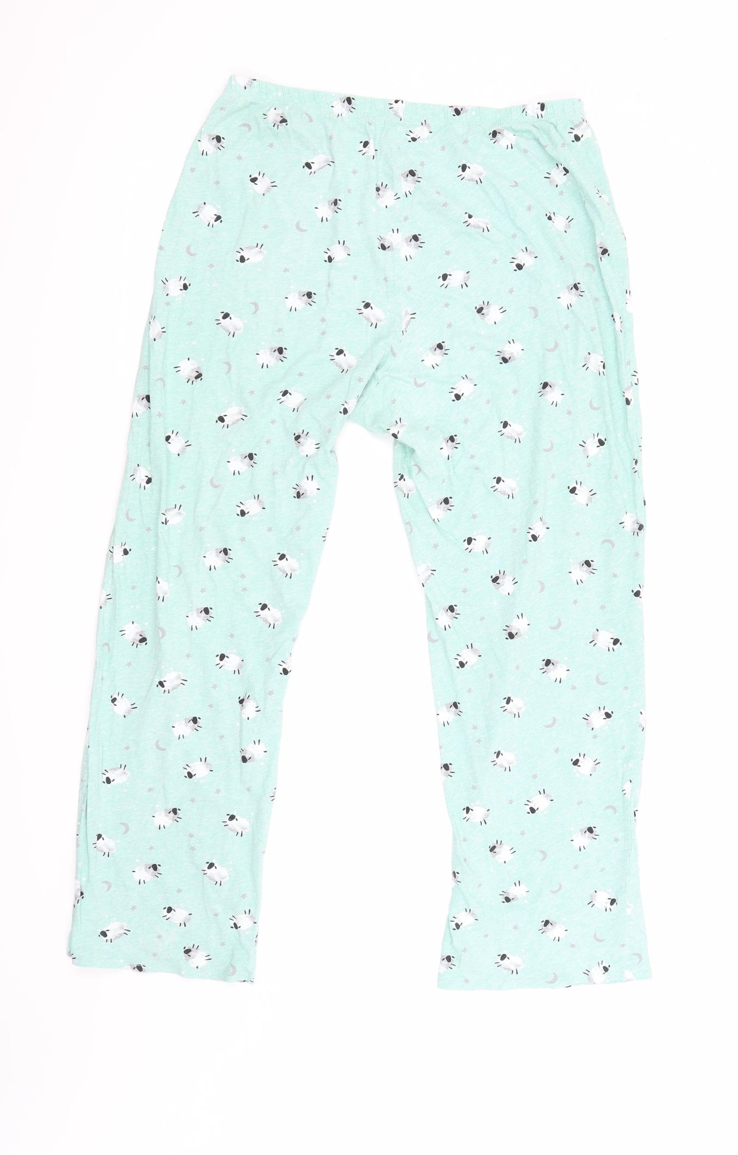 Marks and Spencer Womens Green Geometric  Top Pyjama Pants Size 12  - Sheep