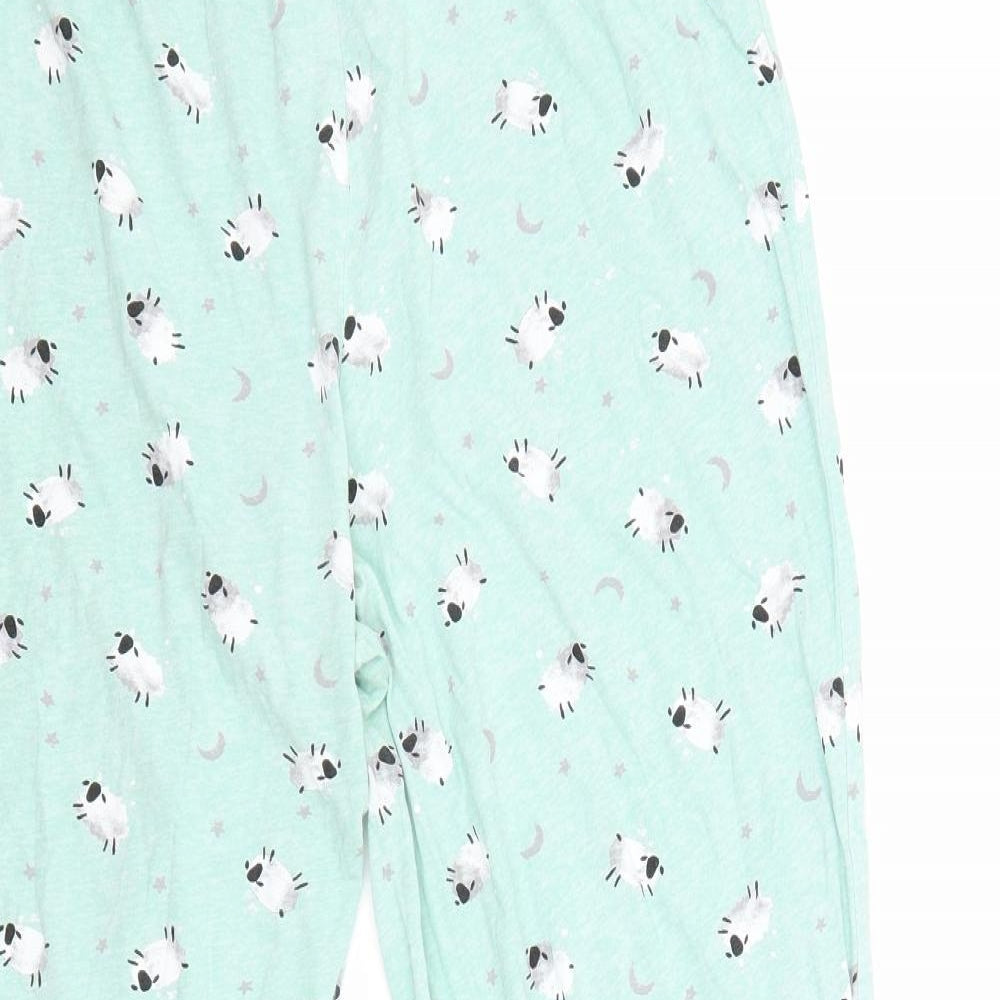 Marks and Spencer Womens Green Geometric  Top Pyjama Pants Size 12  - Sheep