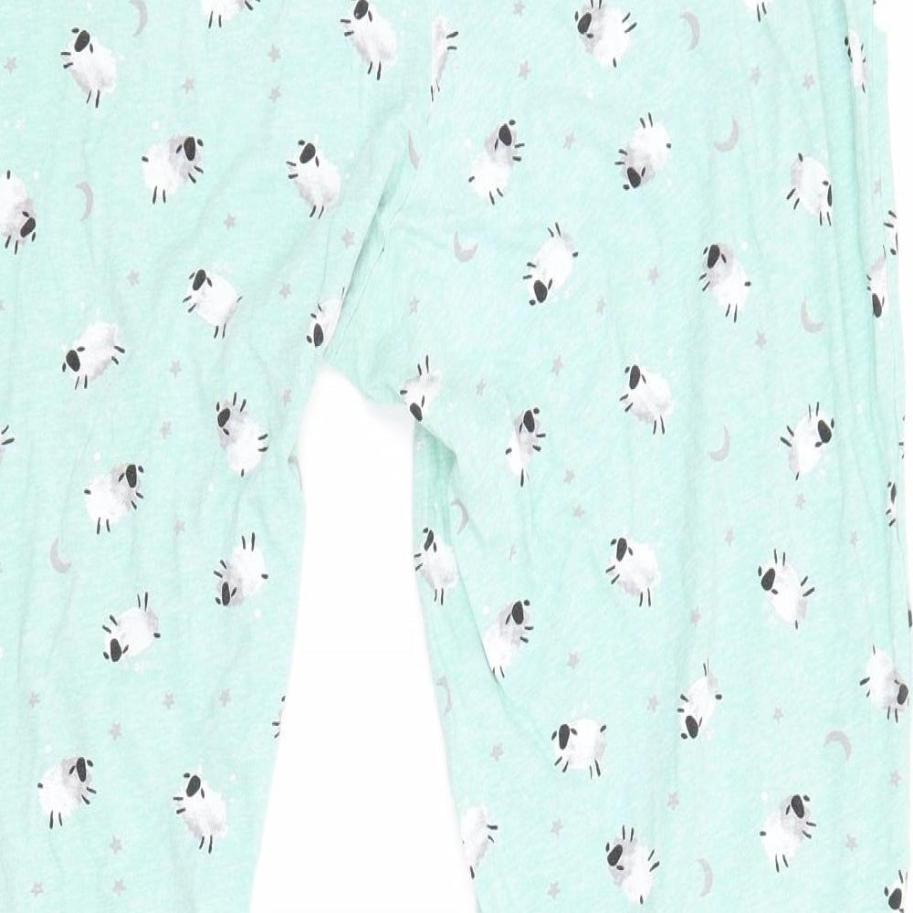 Marks and Spencer Womens Green Geometric  Top Pyjama Pants Size 12  - Sheep