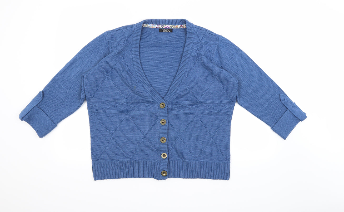 BM Womens Blue  Crochet Cardigan Jumper Size M