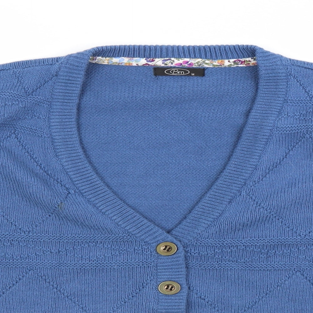 BM Womens Blue  Crochet Cardigan Jumper Size M