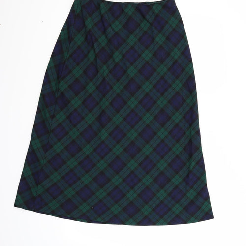 Damart Womens Blue Plaid  A-Line Skirt Size 14