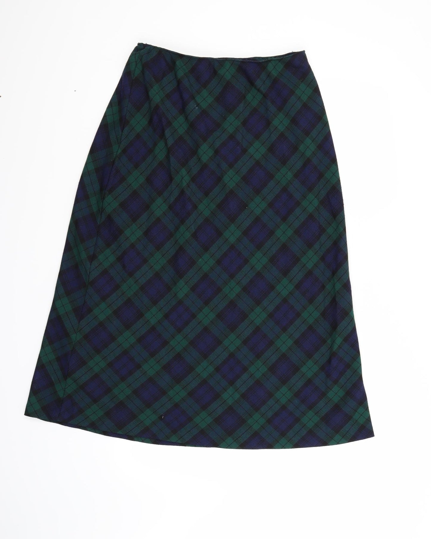 Damart Womens Blue Plaid  A-Line Skirt Size 14