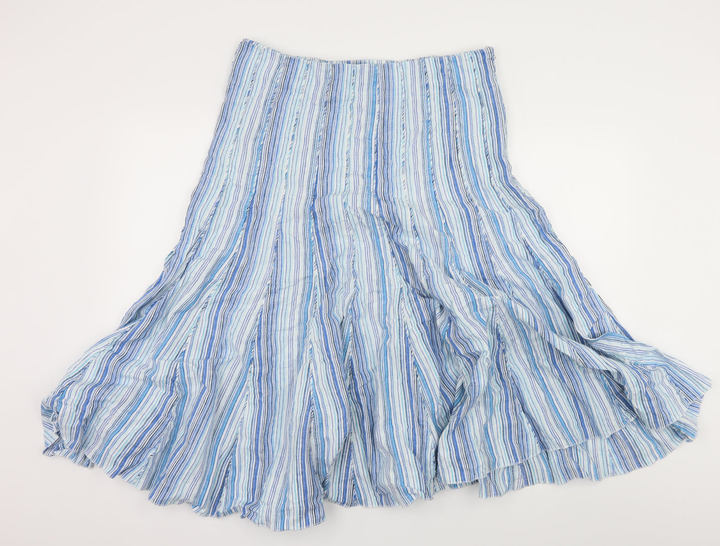 Per Una Womens Blue Striped  Flare Skirt Size 14