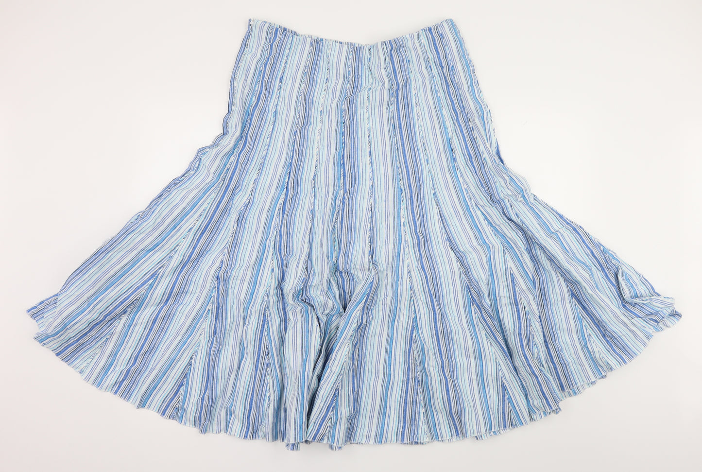 Per Una Womens Blue Striped  Flare Skirt Size 14