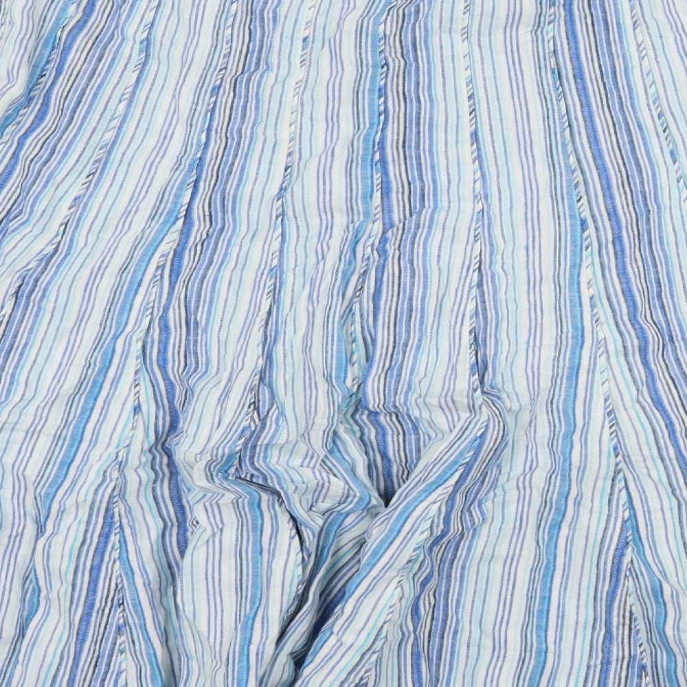 Per Una Womens Blue Striped  Flare Skirt Size 14
