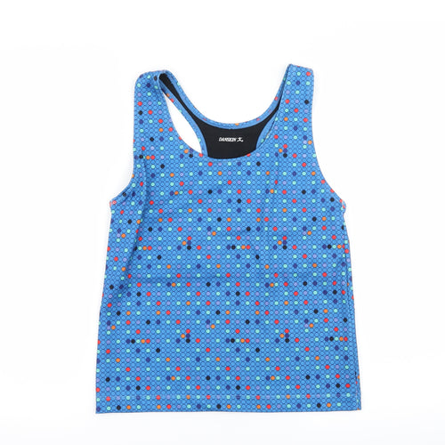 Danskin Womens Blue Polka Dot Jersey Basic Tank Size L