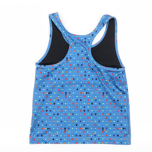 Danskin Womens Blue Polka Dot Jersey Basic Tank Size L