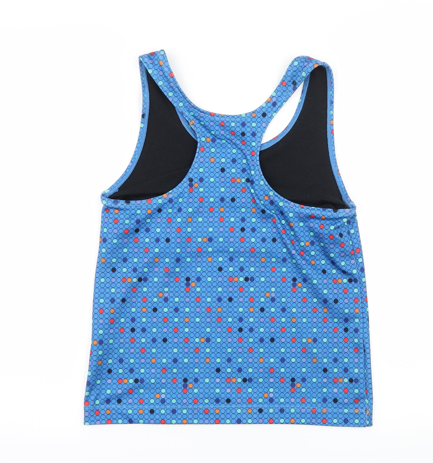Danskin Womens Blue Polka Dot Jersey Basic Tank Size L