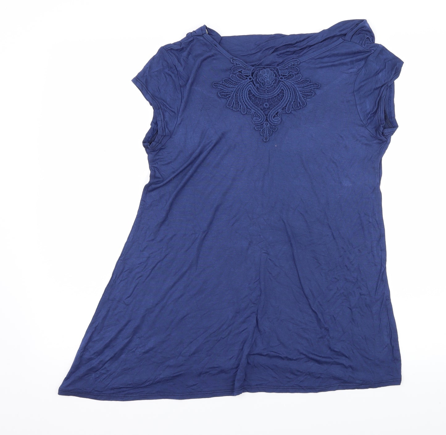 Preworn Womens Blue  Jersey Basic T-Shirt Size 12