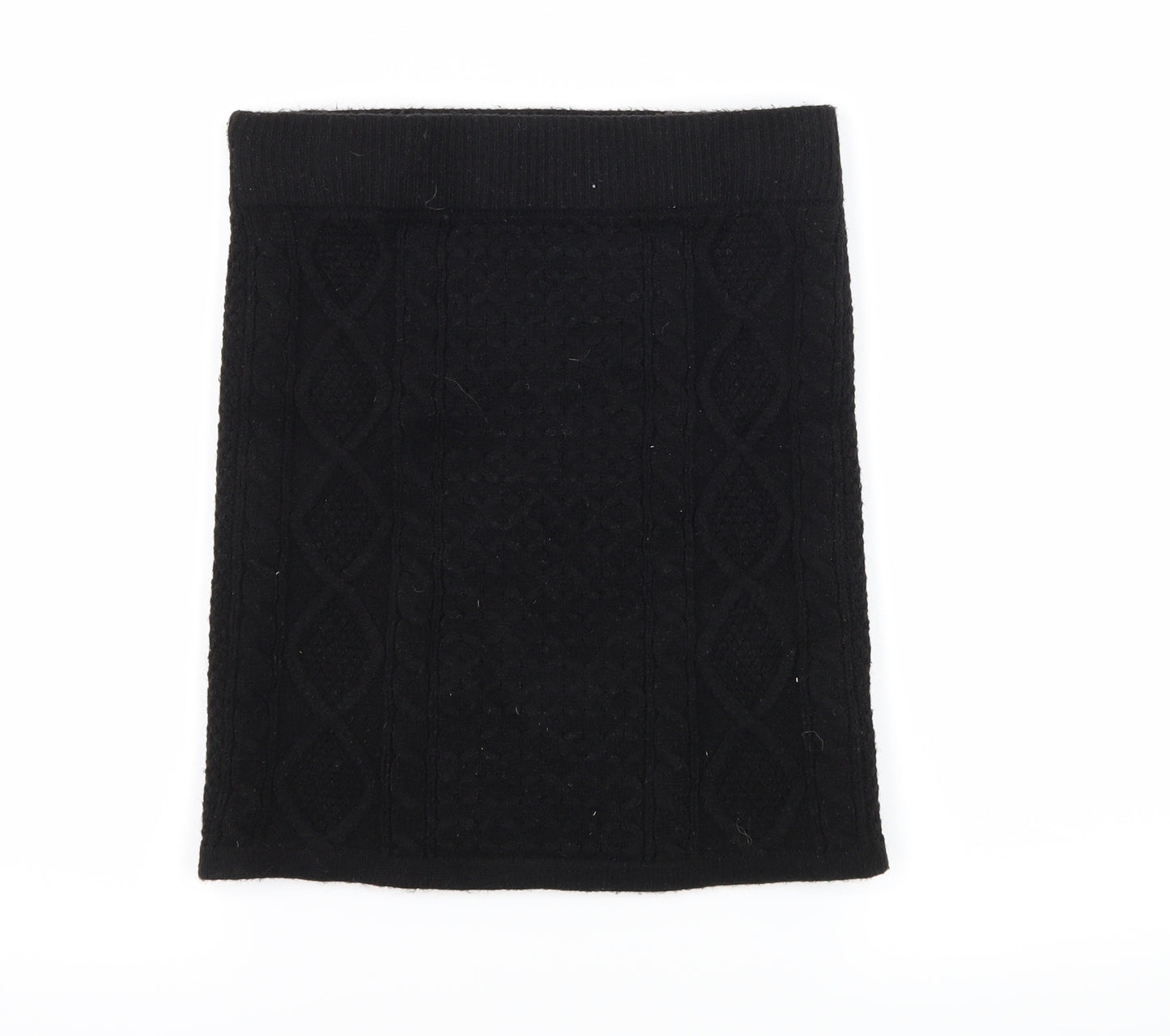 Primark Womens Black  Knit Bandage Skirt Size 6  - Cable knit