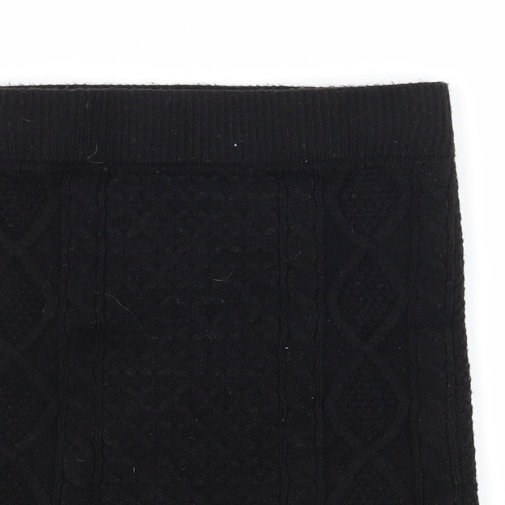 Primark Womens Black  Knit Bandage Skirt Size 6  - Cable knit