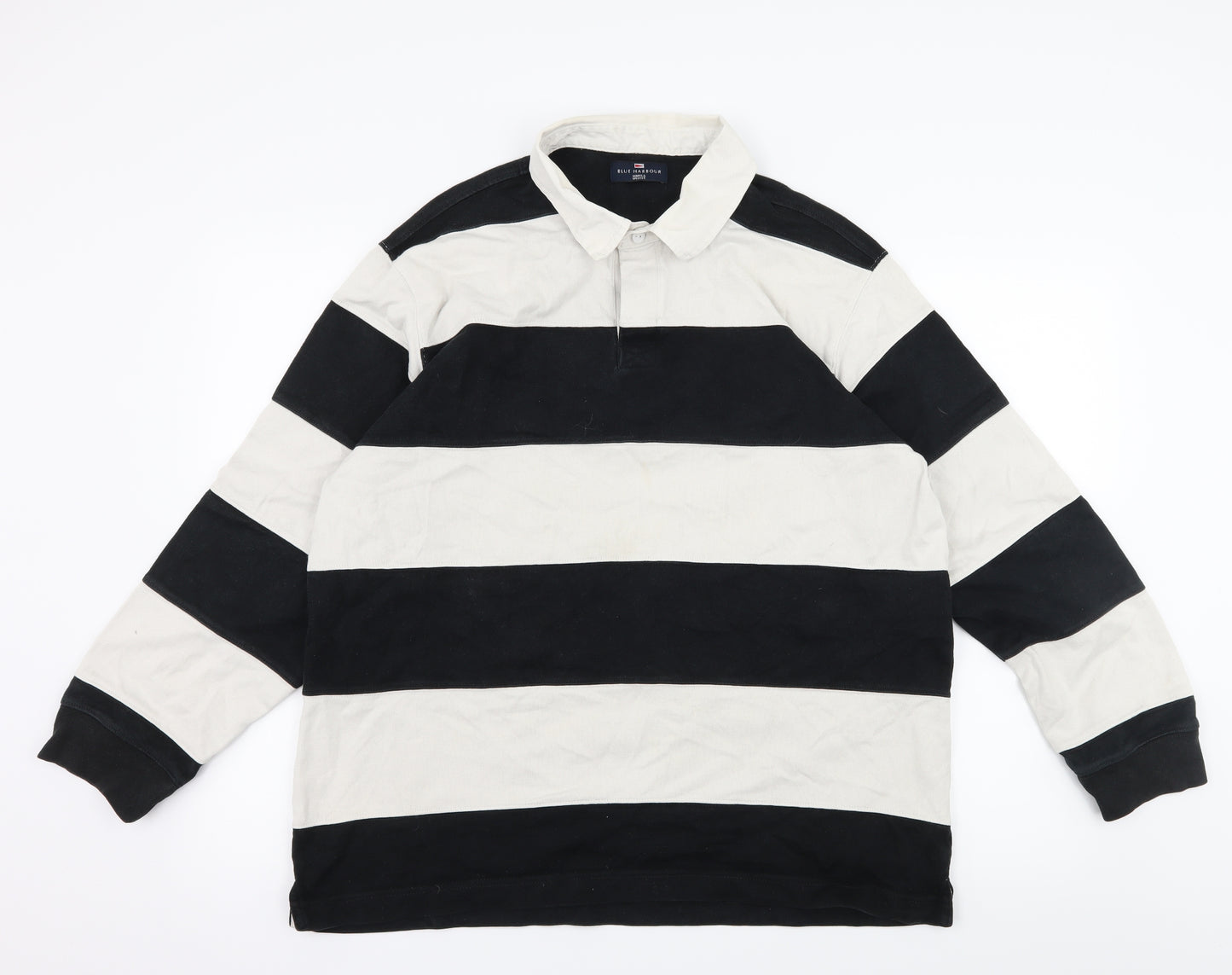 Marks and Spencer Mens Black Striped Jersey  Polo Size L