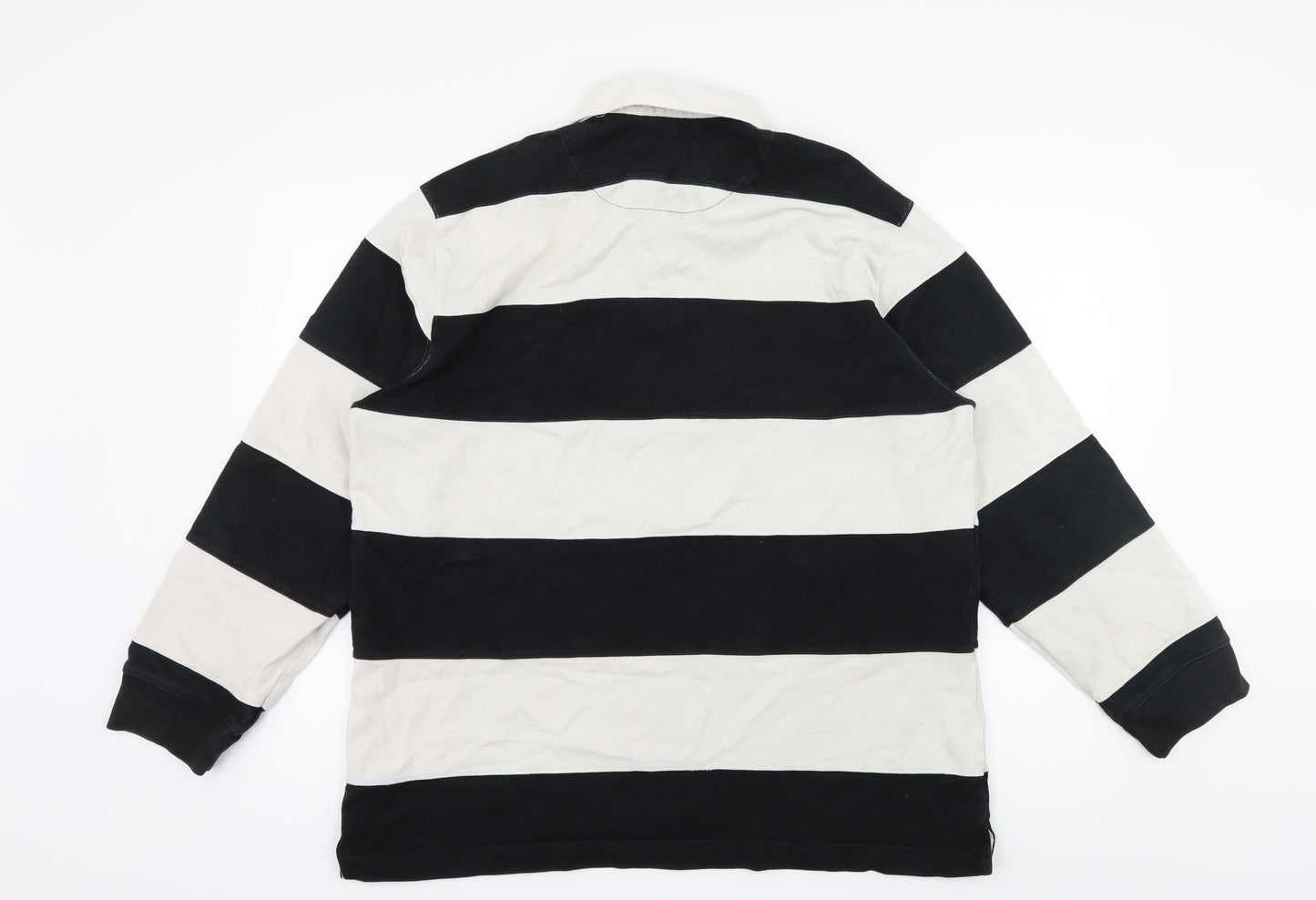 Marks and Spencer Mens Black Striped Jersey  Polo Size L